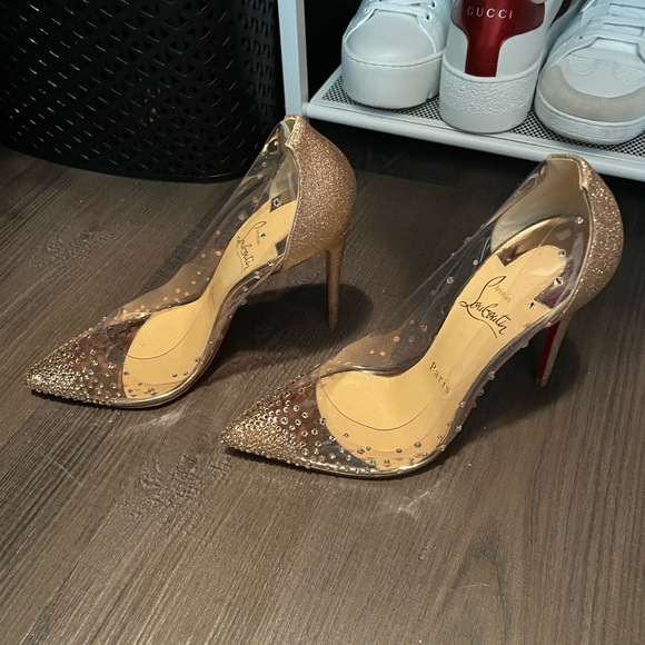 Christian Louboutin Gold Sequin Heels - Picture 2 of 5